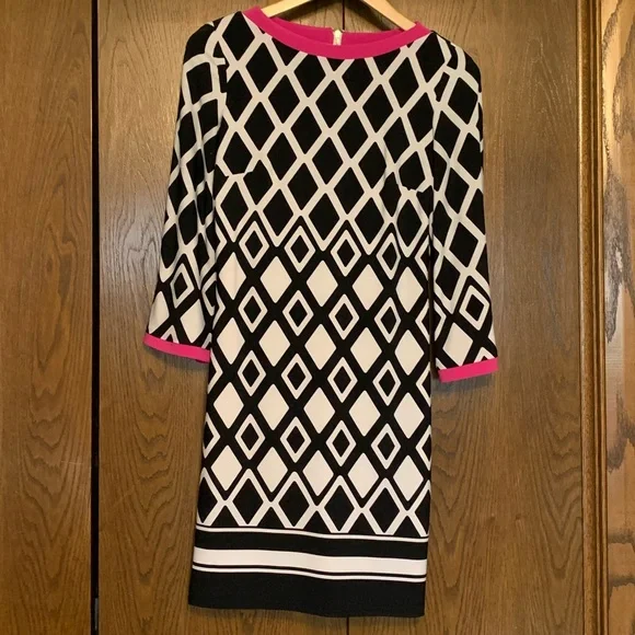 {Joseph Ribkoff} EUC! Geometric Shift Dress with Exposed Zipper - Picture 1 of 7